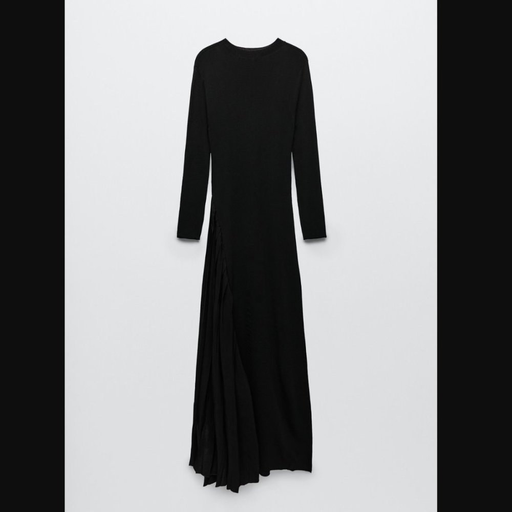 ZARA COLLECTION BLACK KNIT BANDAGE CONTRAST MAXI DRESS $89.90 - Picture 7 of 12